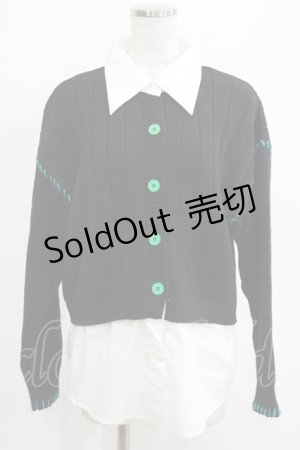画像: NieR Clothing / 切替シャツニット  シエル配色ブラック H-25-05-22-046-PU-TO-KB-ZH