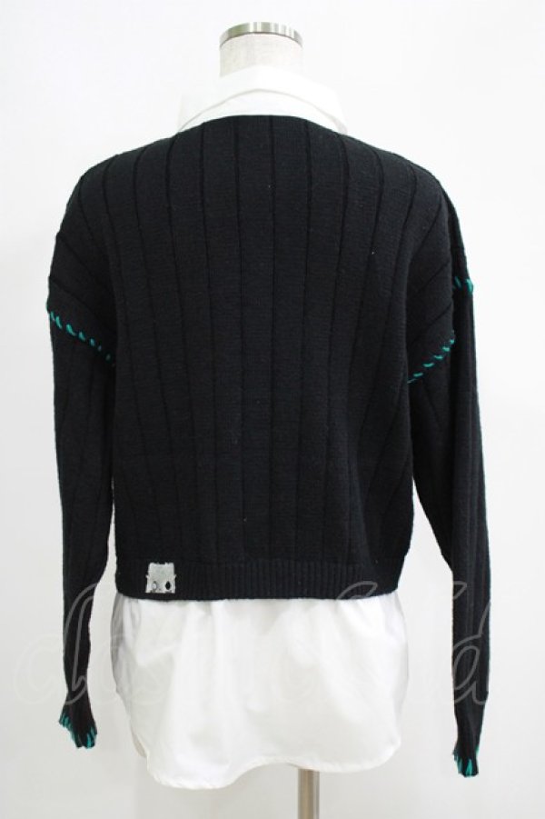 画像3: NieR Clothing / 切替シャツニット  シエル配色ブラック H-25-05-22-046-PU-TO-KB-ZH (3)