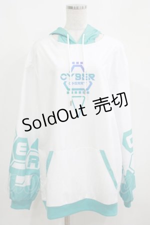 画像: CYBER Cherry / 猫耳変則HOODIE  EMERALDxWHITE H-25-05-22-048-PU-TO-KB-ZH