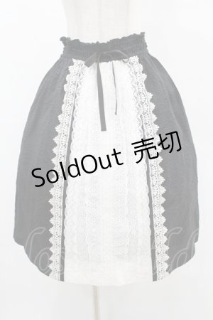画像: Jane Marple / カットワークレースギャザースカート  黒×白 H-25-05-22-1038-JM-SK-KB-ZH