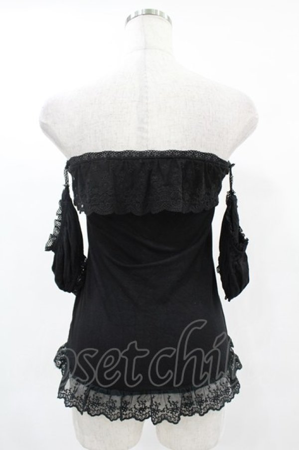 画像2: GLAVIL / クロス刺繍袖付ベアトップ  黒 H-25-05-22-1042-PU-TO-KB-ZH (2)