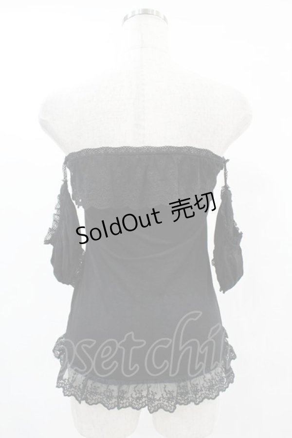 画像2: GLAVIL / クロス刺繍袖付ベアトップ  黒 H-25-05-22-1042-PU-TO-KB-ZH (2)