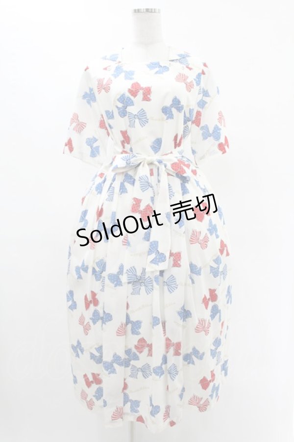画像1: Jane Marple / Anniversary ribbonsマリンカラードレス M オフ H-25-05-22-1014-JM-OP-KB-ZH (1)