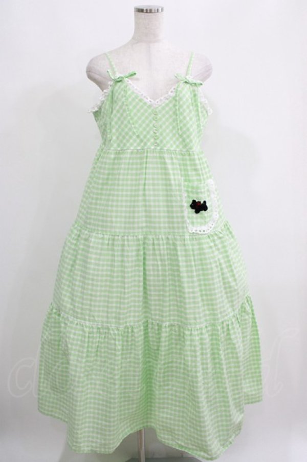 画像1: Katie / TERRIER PARADE sun dress FREE GREEN GINGHAM H-25-05-22-006-LO-OP-KB-ZH (1)