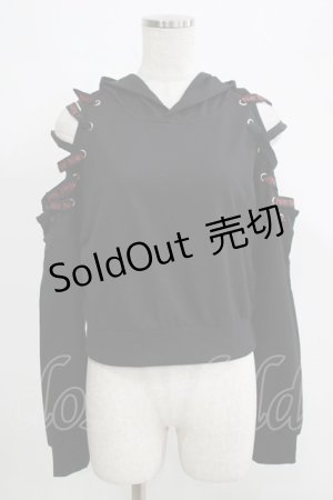 画像: NieR Clothing / レースアッププルパーカー  黒 H-25-05-22-056-PU-TO-KB-ZH