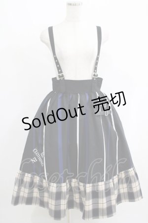 画像: NieR Clothing / SUSPENDER×ベルト装飾付きブロッキングスカート  ブラック H-25-05-22-007-PU-SK-KB-ZH