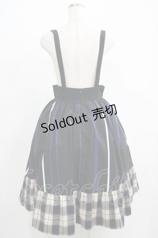 画像3: NieR Clothing / SUSPENDER×ベルト装飾付きブロッキングスカート  ブラック H-25-05-22-007-PU-SK-KB-ZH (3)