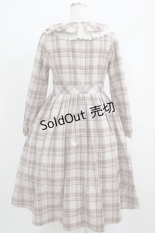 画像3: Melody BasKet / リボンとレースカラーのタータンチェックワンピース M ピンクベージュ H-25-05-22-001-LO-OP-KB-ZH (3)