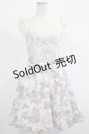 画像: elements,H / マスケラローズレース切替ワンピース  オフ H-25-05-22-013-PU-OP-KB-ZH