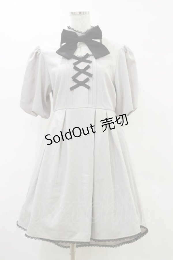 画像1: DearMyLove / バルーン袖リボンリボンワンピース L グレー H-25-05-23-070-EL-OP-NS-ZH (1)