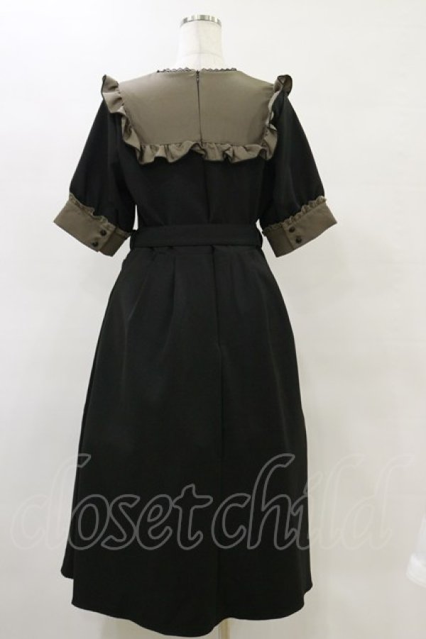 画像2: DearMyLove / ガーターデザインバラ刺繍ワンピース LL ブラック/カーキ H-25-05-23-071-EL-OP-NS-ZH (2)