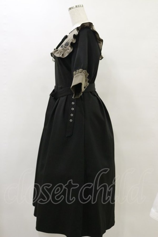 画像3: DearMyLove / ガーターデザインバラ刺繍ワンピース LL ブラック/カーキ H-25-05-23-071-EL-OP-NS-ZH (3)