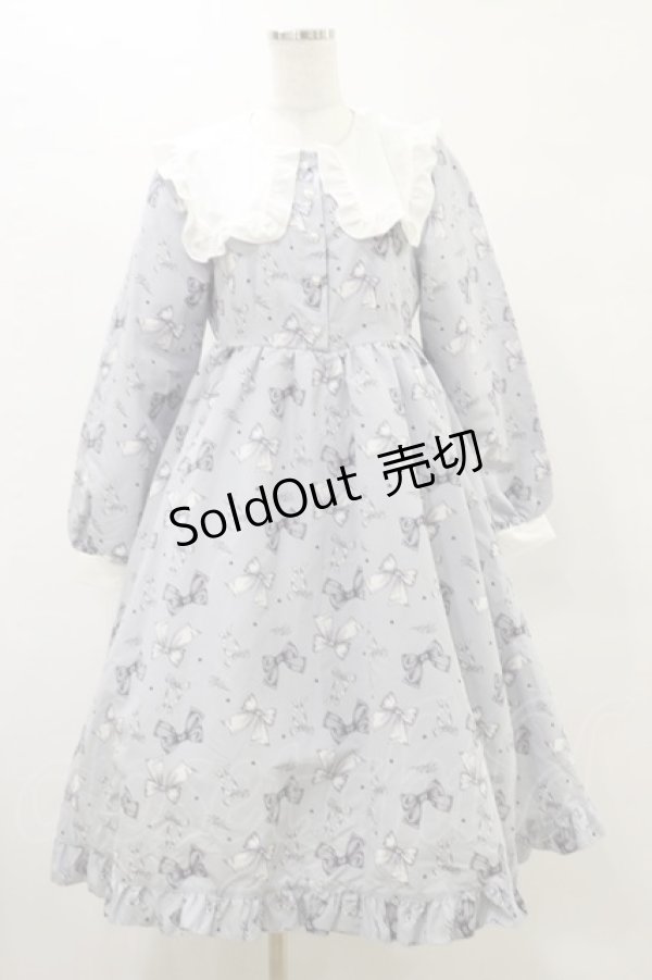 画像1: Lovely Tency / 眞白ありすコラボ/リボンプリントワンピース M 淡水色 H-25-05-23-077-LO-OP-NS-ZH (1)