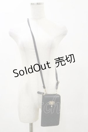 画像: axes femme / ローズ型押しスマホポシェット  ブラック H-25-05-23-010-AX-BG-NS-ZH