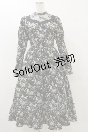 画像: Kurumi Collaboration / 花柄クラシカルワンピース SS ブラック H-25-05-23-080-LO-OP-NS-ZH