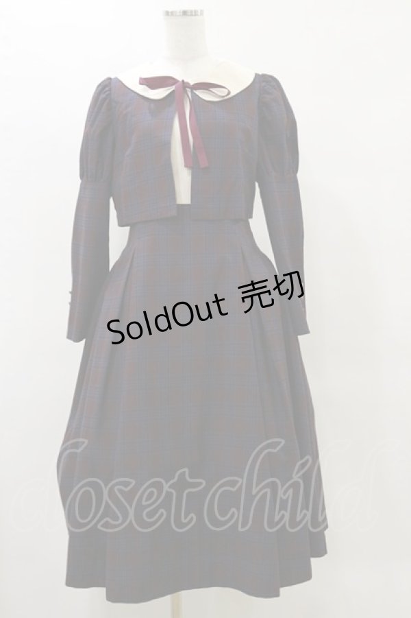 画像1: Maison de FLEUR Petite Robe canone / クロエが微笑むワンピース M Bordeaux H-25-05-23-083-EL-OP-NS-ZH (1)