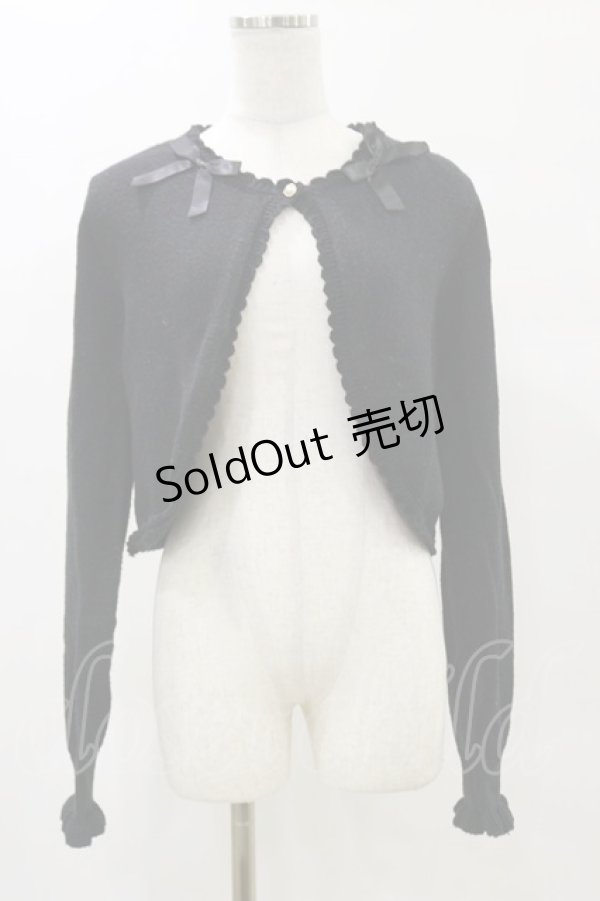 画像1: m petit by misako / リボンニットボレロ L ブラック H-25-05-23-018-LO-TO-NS-ZH (1)