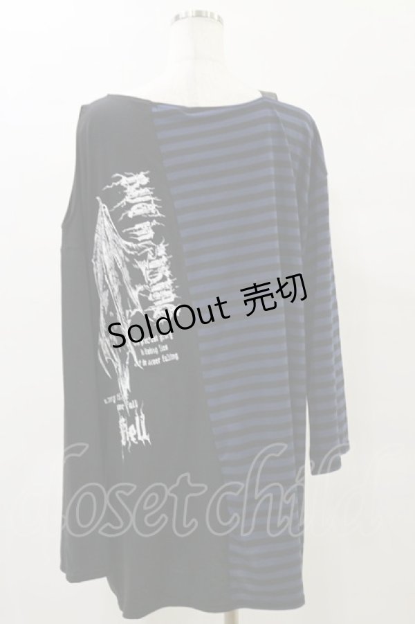 画像2: NOEMIE / クレイジー切替ボーダーTシャツ M ブラック/ブルー H-25-05-23-023-LO-TO-NS-ZH (2)