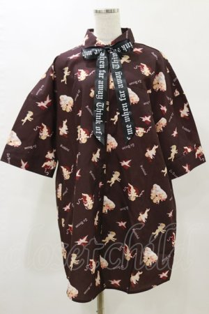 画像: Jamie エーエヌケー / エンジェルプリントBIGシャツ M ブラウン H-25-05-23-025-LO-BL-NS-ZH