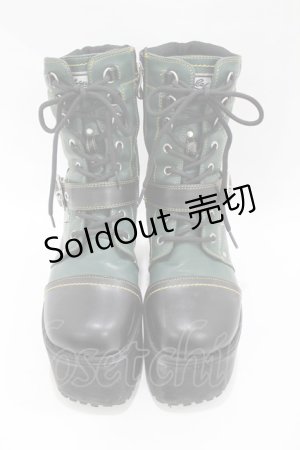 画像: YOSUKE / 厚底ブーツ LL(約25.0cm) グリーン H-25-05-25-1001-PU-SH-KB-ZH
