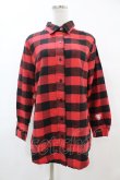 画像1: KRY CLOTHING / チェックプリントスリーブシャツ  赤 H-25-05-25-1037-EL-BL-KB-ZT234 (1)