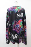 画像2: NieR Clothing / 総柄プリントロンT XL 黒 H-25-05-25-1042-PU-TO-KB-ZH (2)