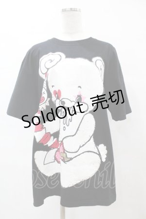 画像: yaponskii / ピエロよだれベアTシャツ  黒 H-25-05-25-1046-PU-TO-KB-ZH