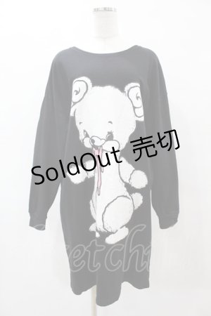画像: monomania / よだれベアスウェットワンピース  黒 H-25-05-25-1050-PU-OP-KB-ZH