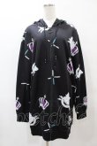 画像1: NieR Clothing / 総柄ZIPパーカー  黒 H-25-05-25-1058-PU-TO-KB-ZH (1)