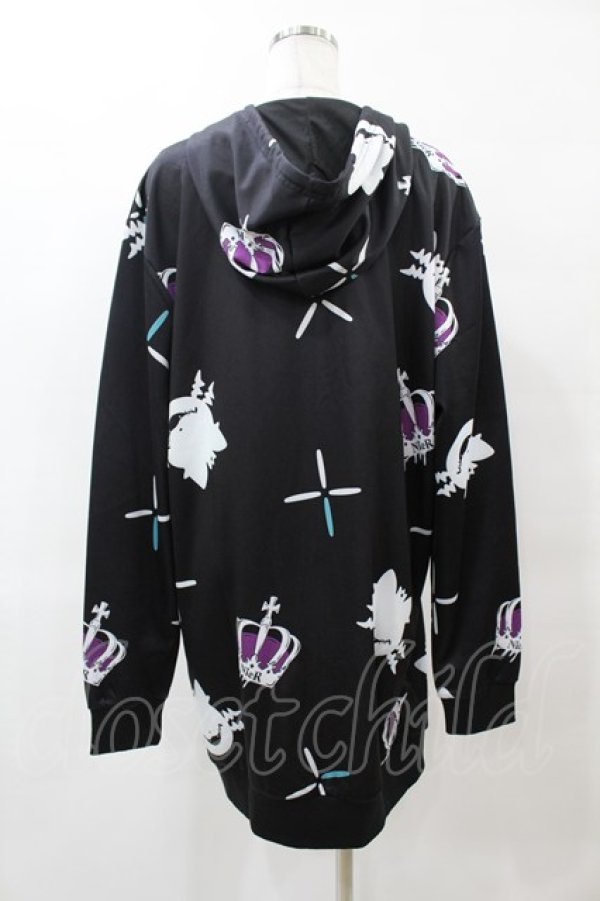 画像2: NieR Clothing / 総柄ZIPパーカー  黒 H-25-05-25-1058-PU-TO-KB-ZH (2)