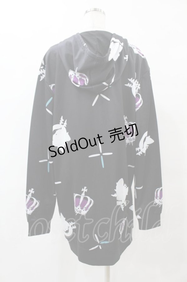 画像2: NieR Clothing / 総柄ZIPパーカー  黒 H-25-08-26-018-PU-TO-KB-ZH (2)