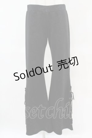 画像: Qutie Frash / チャイナジャガードレースアップパンツ  黒 H-25-05-25-1007-QU-PA-KB-ZH