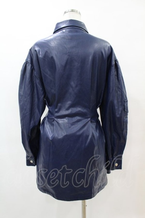 画像2: CuLLt / LEATHER JACKET ONEPIECE  ネイビー H-25-05-25-1011-PU-OP-KB-ZT-CL001 (2)