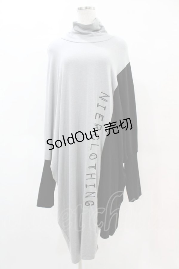 画像1: NieR Clothing / バイカラーリブロングニット  黒×グレー H-25-05-25-1022-PU-TO-KB-ZH (1)