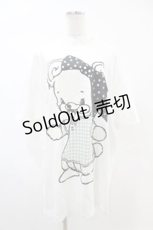 画像: yaponskii / ギンガムTよだれベアTシャツ  白 H-25-05-25-1026-PU-TO-KB-ZH