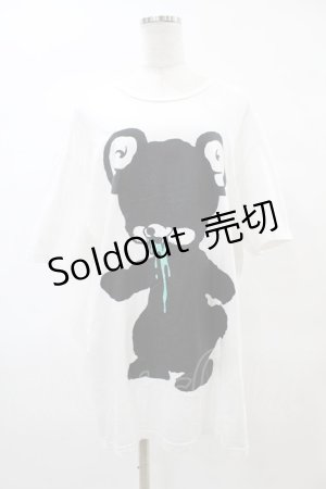 画像: yaponskii / ブラックよだれベアTシャツ  白 H-25-05-25-1027-PU-TO-KB-ZH