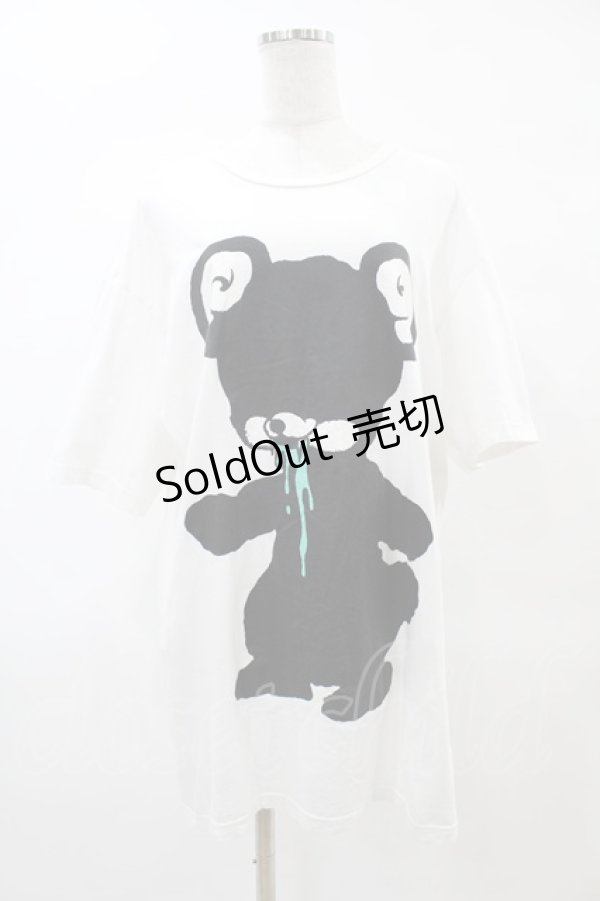 画像1: yaponskii / ブラックよだれベアTシャツ  白 H-25-05-25-1027-PU-TO-KB-ZH (1)