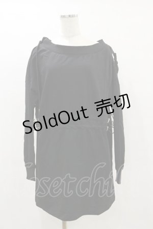 画像: NieR Clothing / ギャザープルパーカー  黒 H-25-05-26-060-PU-TO-KB-ZH