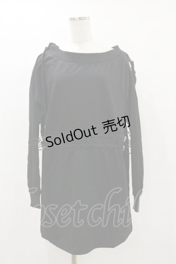 画像1: NieR Clothing / ギャザープルパーカー  黒 H-25-05-26-060-PU-TO-KB-ZH (1)