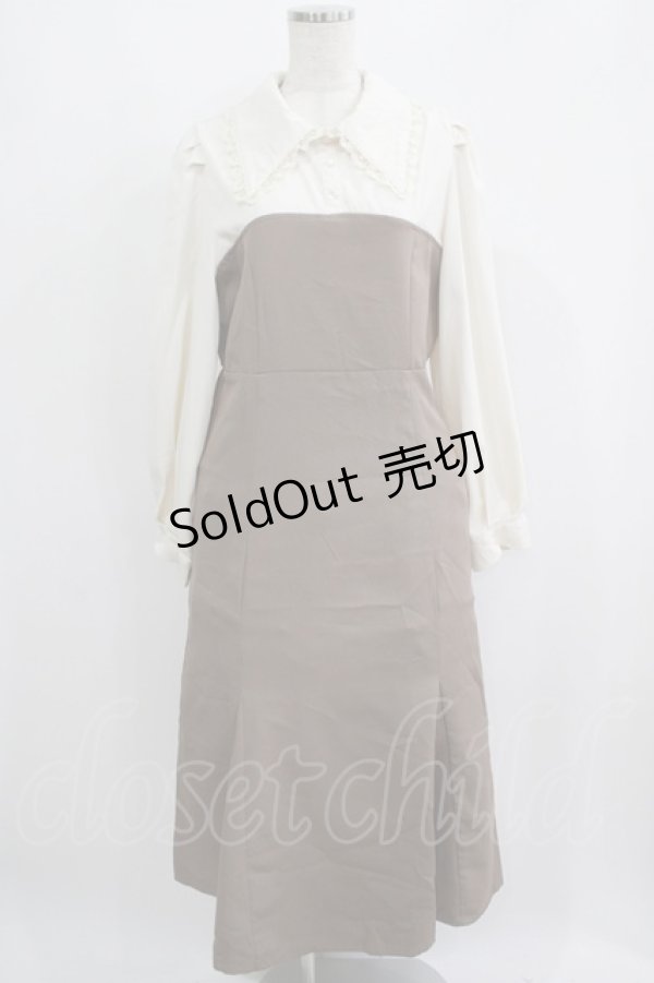 画像1: DearMyLoveRose / マーメイドクラシカルワンピース 3L モカ H-25-05-27-028-EL-OP-NS-ZH (1)