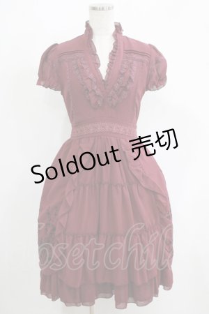 画像: axes femme / フロッキープリントワンピース M ボルドー H-25-05-27-033-AX-OP-NS-ZH