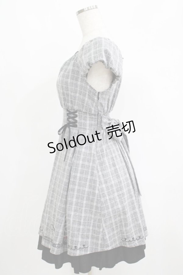 画像2: Amavel / チェリー刺繍チェックワンピース Free ブラック H-25-05-27-034-CA-OP-NS-ZH (2)