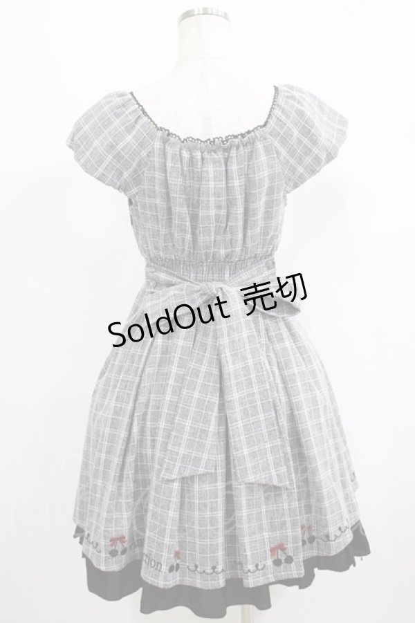 画像3: Amavel / チェリー刺繍チェックワンピース Free ブラック H-25-05-27-034-CA-OP-NS-ZH (3)