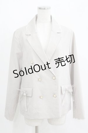 画像: axes femme / スカラップ刺繍ダブルジャケット M ベージュ H-25-05-27-041-AX-JA-NS-ZH