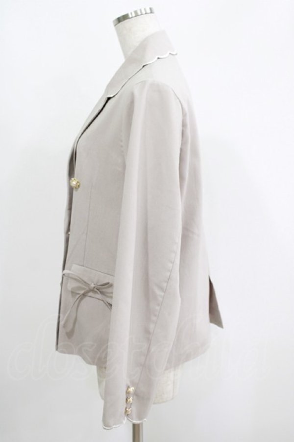 画像2: axes femme / スカラップ刺繍ダブルジャケット M ベージュ H-25-05-27-041-AX-JA-NS-ZH (2)