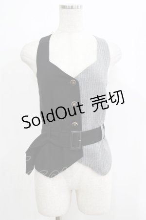 画像: axes femme POETIQUE / ベルト付バイカラーベスト M ブラック H-25-05-27-045-AX-TO-NS-ZH