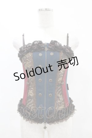 画像: Ozz oneste / 異素材切替オーバーバストコルセットビスチェ  ブルー×レッド×ブラウン H-25-05-27-1001-OO-TO-KB-ZH