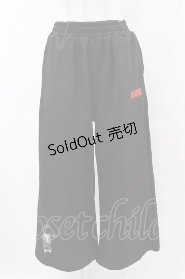 画像1: NieR Clothing / 刺繍ワイドパンツ  黒 H-25-05-27-1035-PU-PA-KB-ZT197 (1)