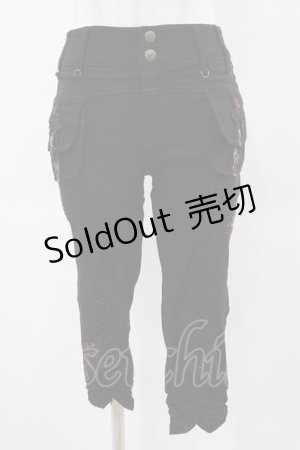 画像: Ozz oneste / 桜刺繍裾ギャザーパンツ  黒 H-25-05-27-1038-OO-PA-KB-ZH