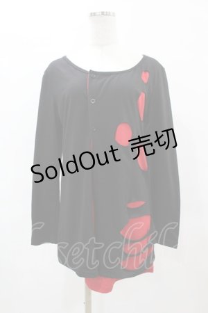 画像: Drug Honey / レイヤード風カットカーディガン  黒×赤 H-25-05-27-1044-PU-TO-KB-ZH